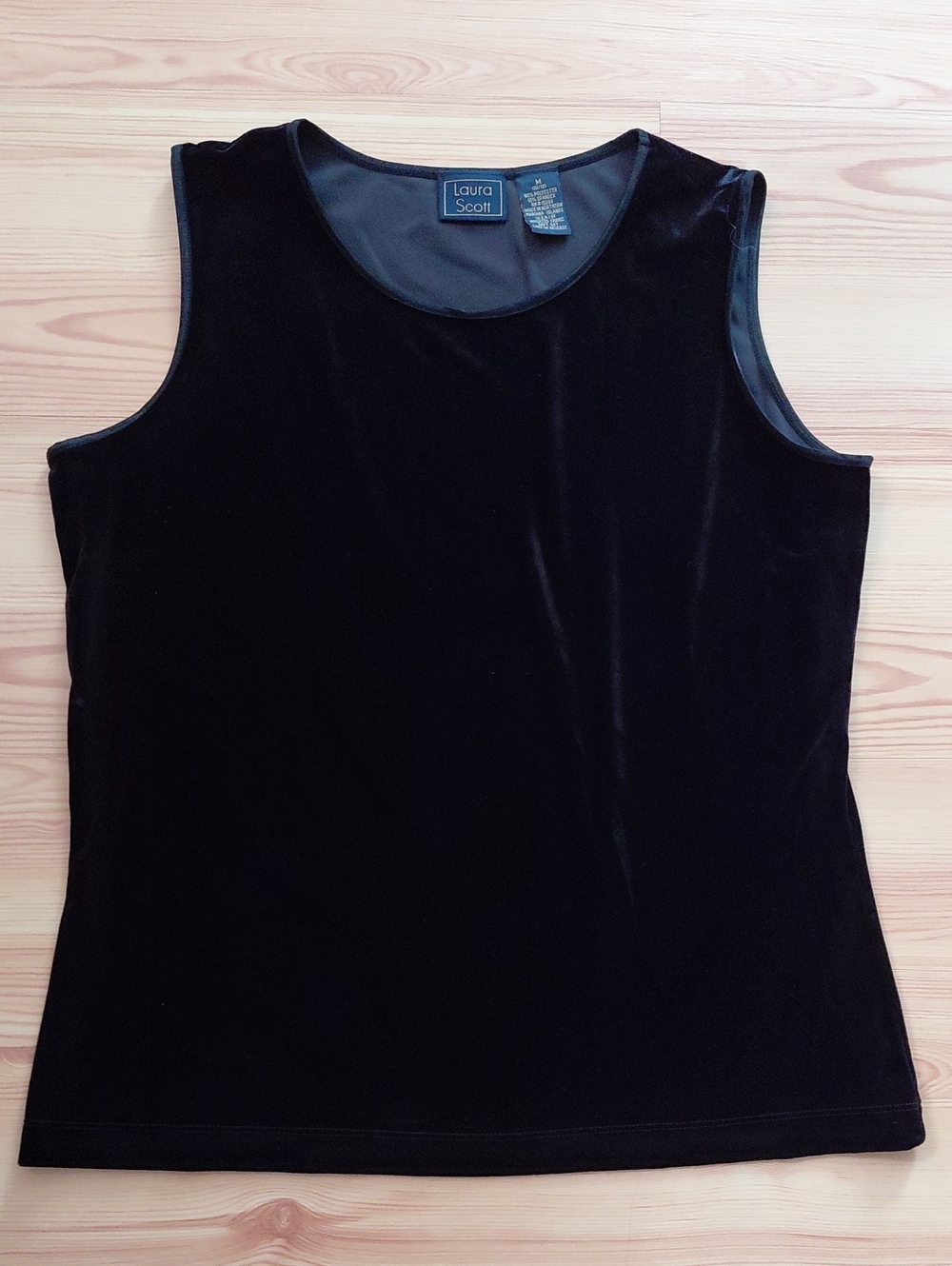 Laura Scott Black Velvet Sleeveless Shell Top